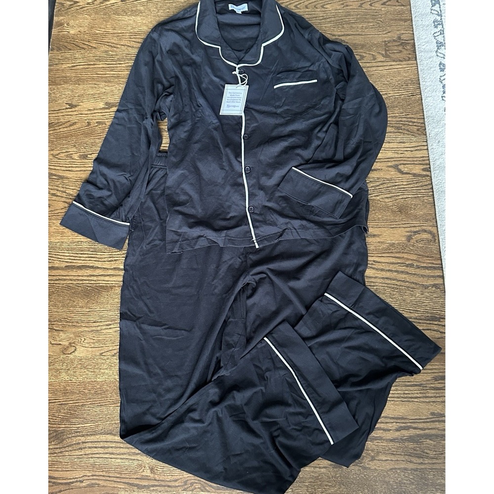 NWT Pajamagram Pajama Set Men XXL Navy Blue Button Up Cozy Soft Comfy Breathable